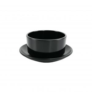 Matt Black Melamine Bowl W/Saucer Set