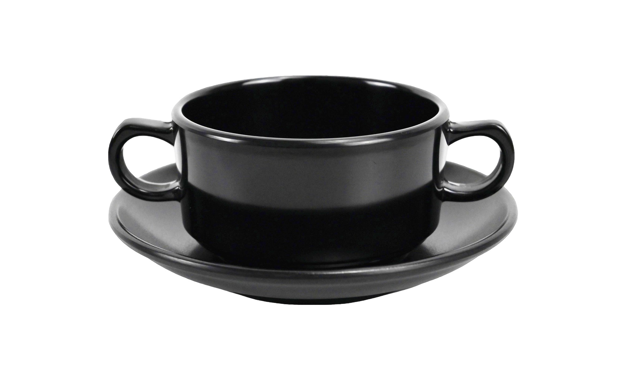 Matt Black Melamine Bowl W/Saucer Set Matt Black Melamine Bowl W/Saucer Set