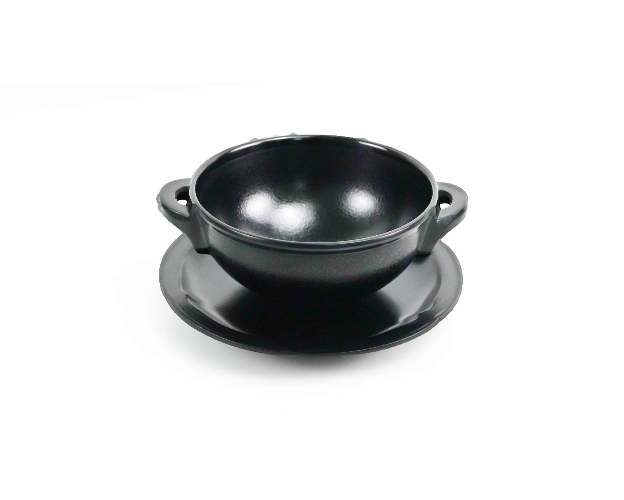Matt Black Melamine Soup Bowl With Saucers Set Matt Black Melamine Soup Bowl With Saucers Set