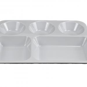 White melamine devided serving tray