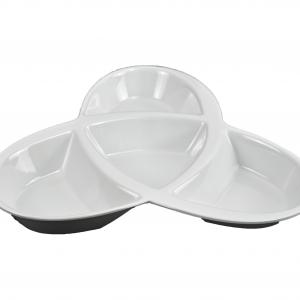 White melamine flower shape devided plate