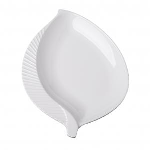 White melamine leaf shape plate