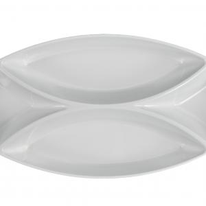 White melamine oval devided plate