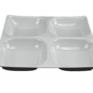 White melamine square devided plate