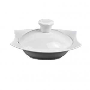 White melamine square thamer bowl with lid